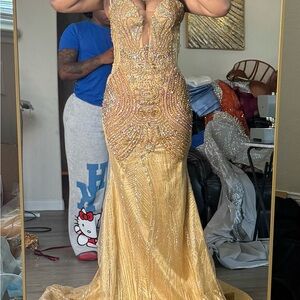 Custom gold prom dress